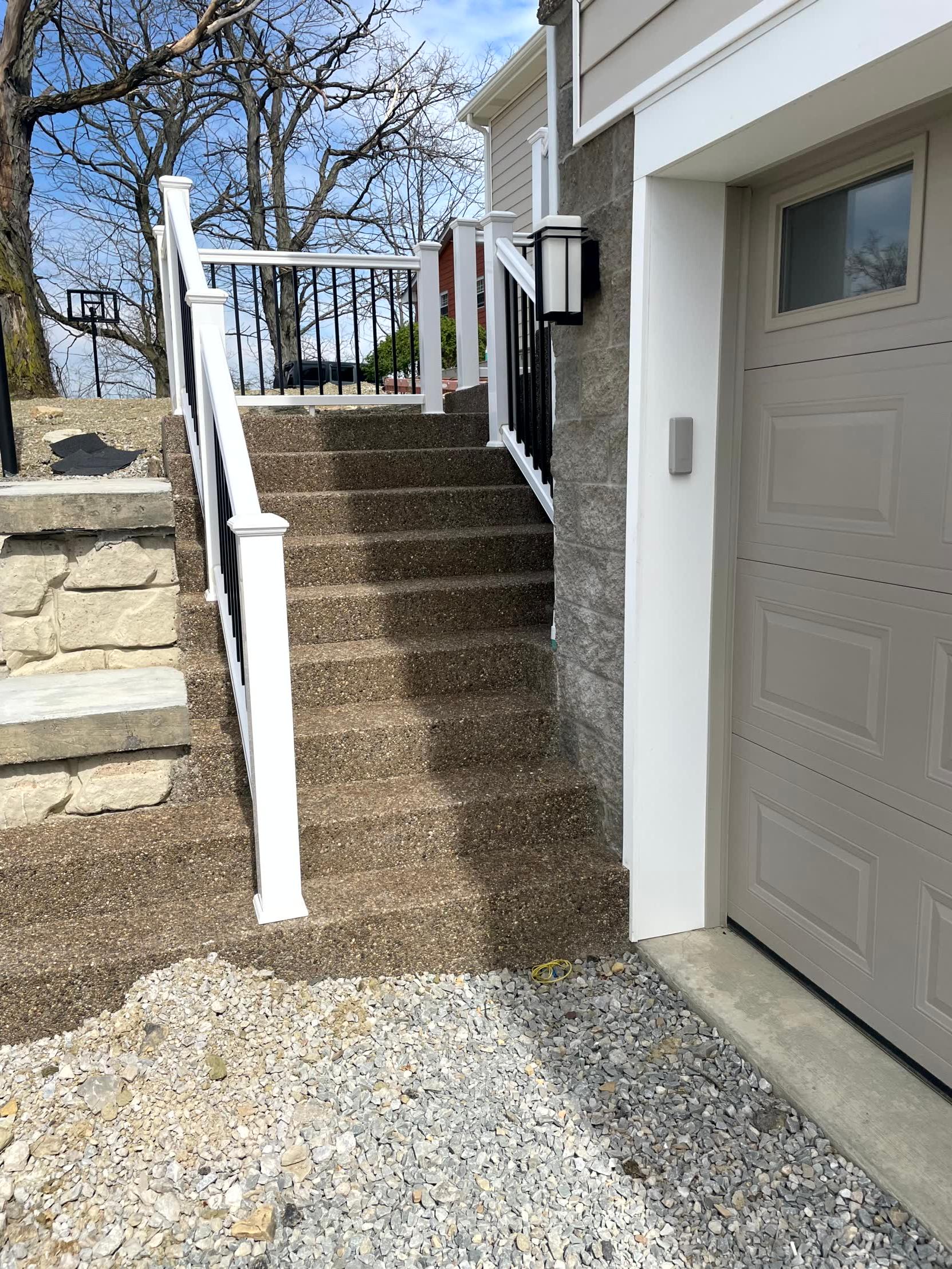 Exposed Aggregate Stairs and Railing