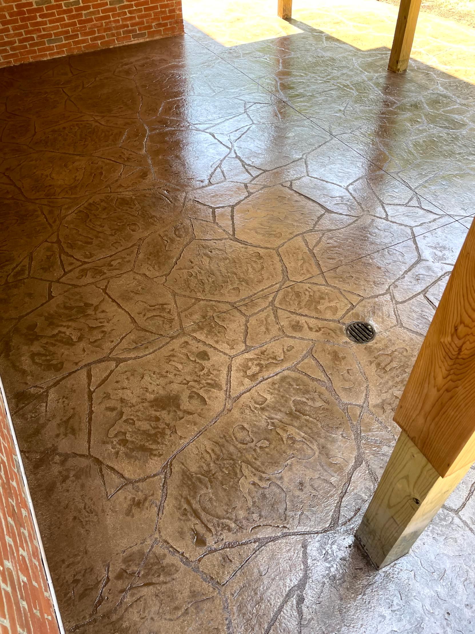 Patio Stamped Concrete Under Deck